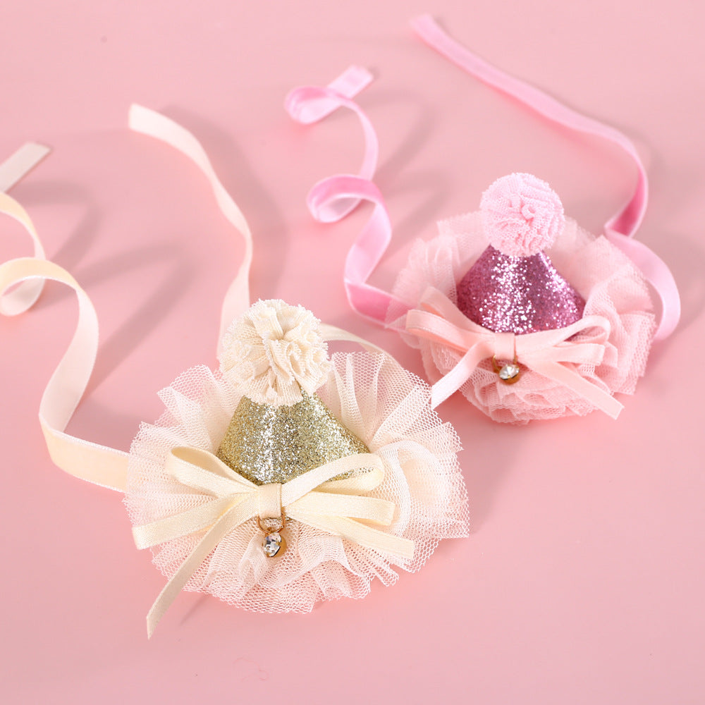 Wholesale 5pcs Fairy Lace Sequins Stereo Birthday Hat Five-pointed Star Headdress Bow Wedding Princess